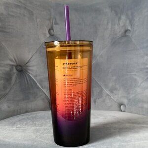 Starbucks 2024 Fall Multicolor Gradient Glass Tumbler, 18 Oz Cold Cup NWT